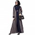 Polka dotted layered abaya- Grey-Navy Blue Polka dotted layered abaya- Grey-Navy Blue